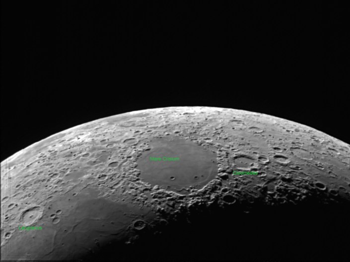 Moon and its craters Langrenus, Cleomedes